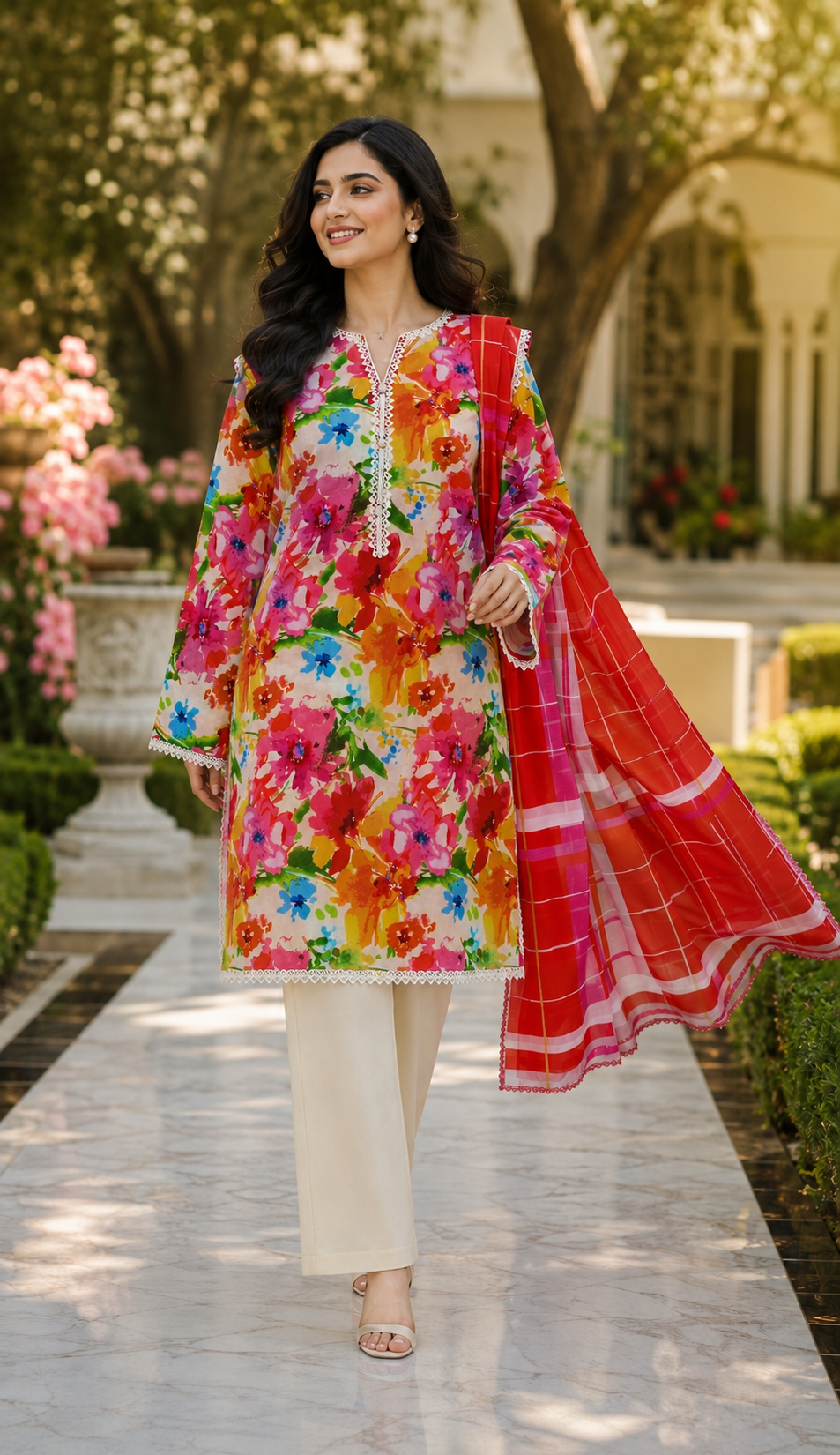 Gul Ahmed printed lawn suit 3pc