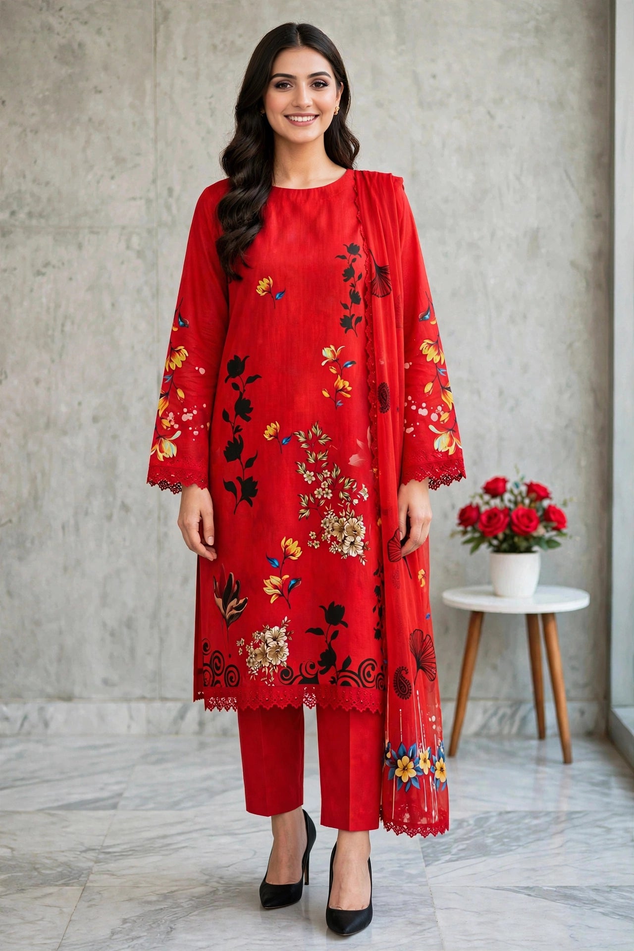 Printed lawn suit 3pc