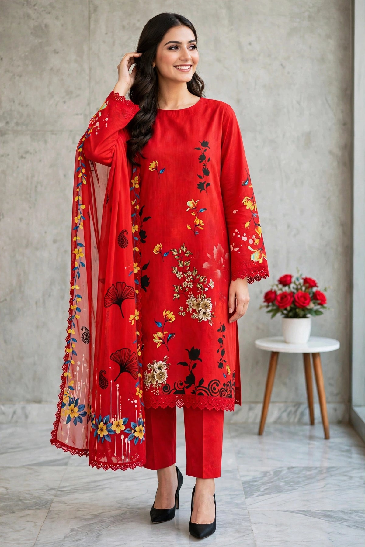 Printed lawn suit 3pc