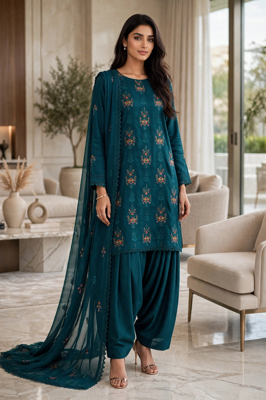 Luxury embroidered lawn 3 pc